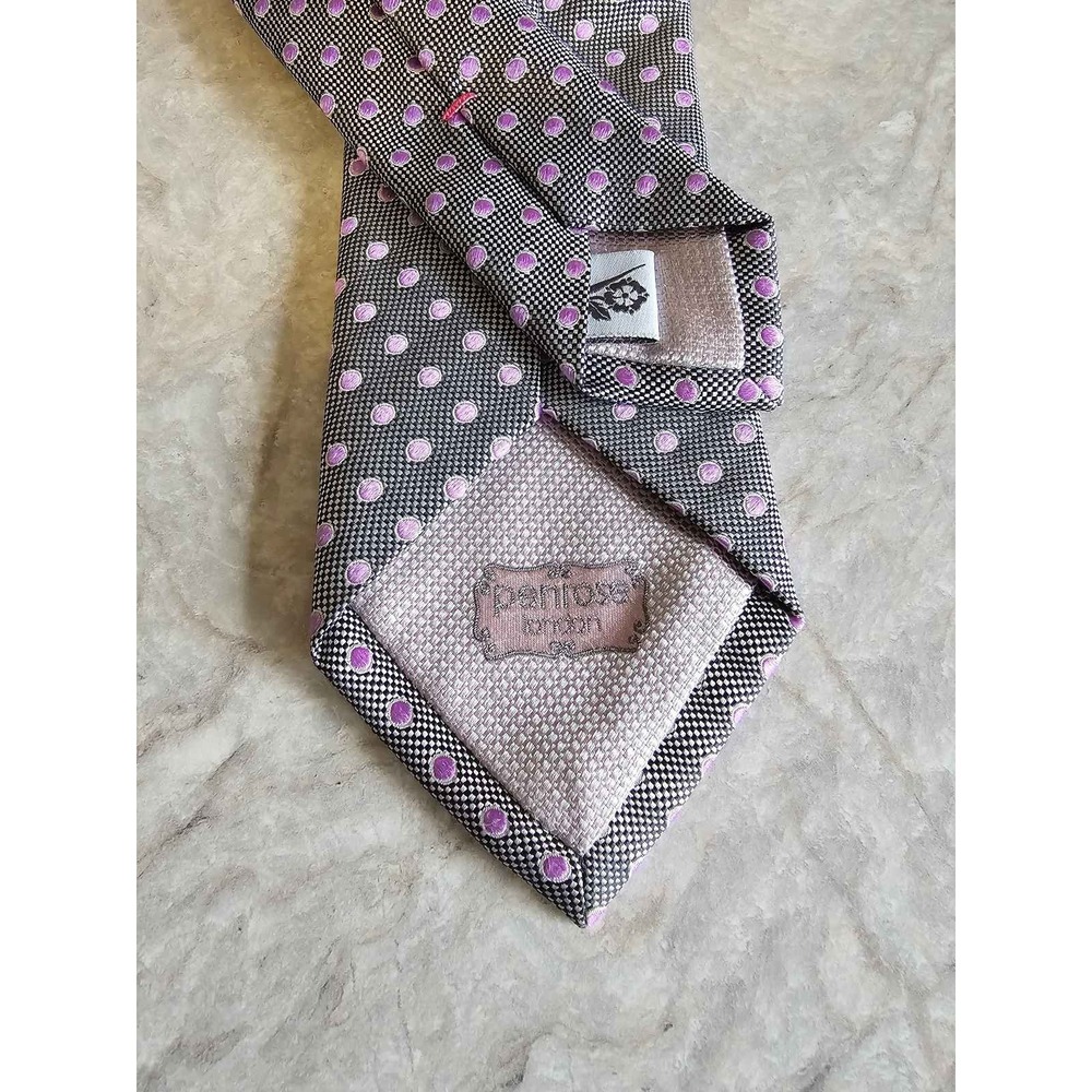 Penrose London Silk Tie‎ England Purple Dot Geometric